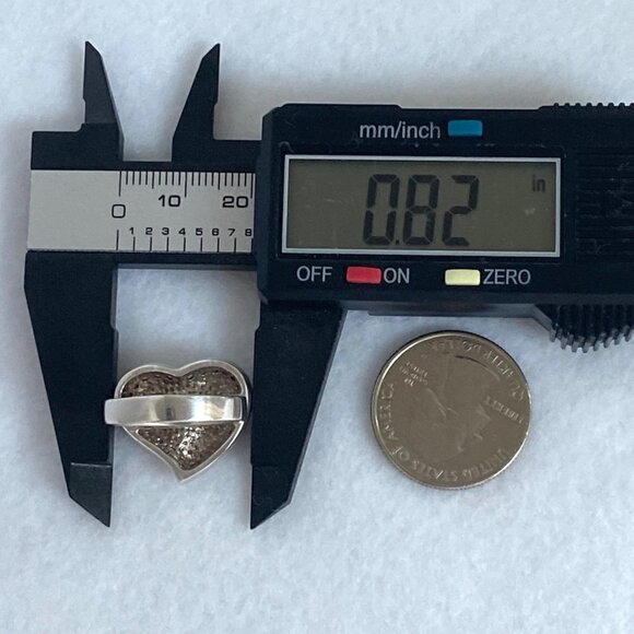 Sterling Silver 925 Cubic Zirconia Polished Modernist Asymmetric Heart Ring 6.75 - Picture 14 of 16